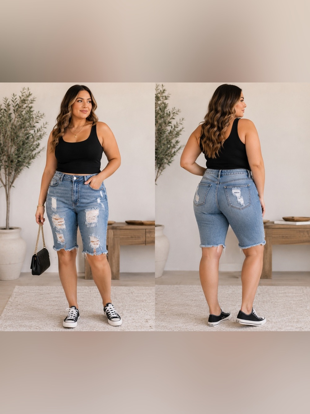Wax Jean Light Wash Heavily Distressed Denim Shorts - Size Large